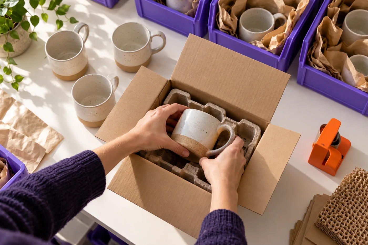An online order is packed ready for dispatch.