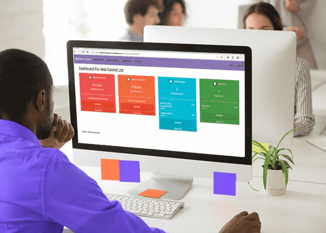 Customer portal dashboard on a desktop monitor